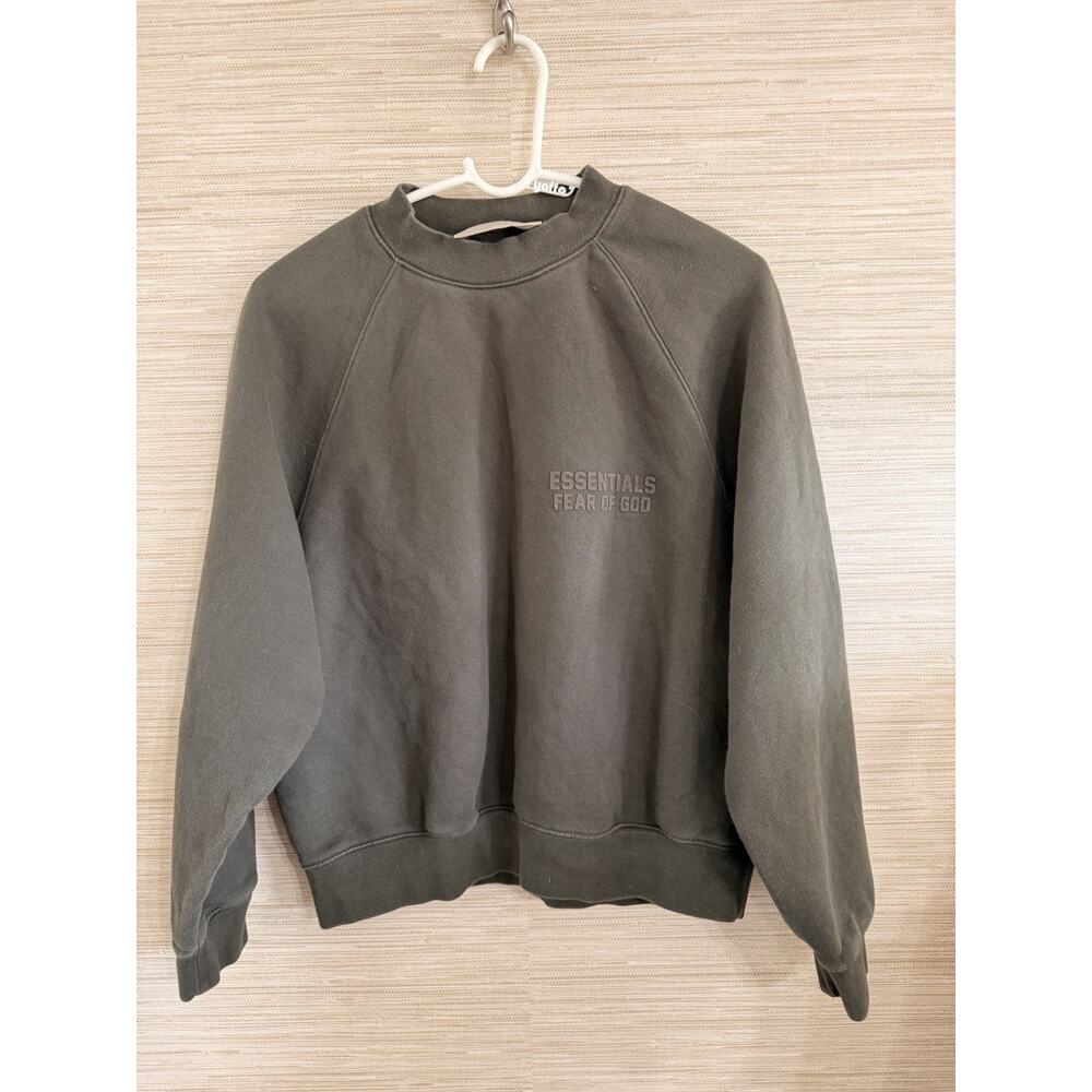 Essentials Dark Brown Pullover Sweatshirt Logo Crew Neck Long Sleeve XS